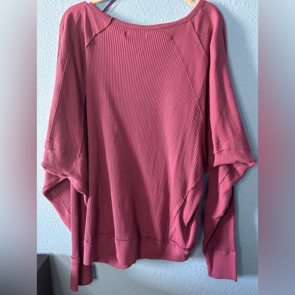 NWOT Free People Santa Clara Thermal Purple  Ribbed V-Neck - Picture 2 of 5